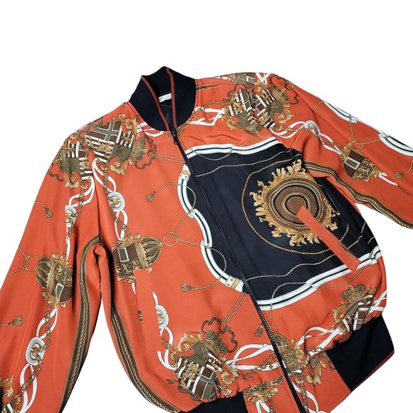 Vintage 1990s Bomber Jacket by Janan Studio Black red gold Windbreaker medium - Picture 3 of 6